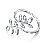 Leaf Ring for Women S925 Sterling Silver Adjustable Wrap Open Rings