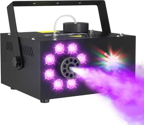 Hakuta Máquina de Humo con 13 Colores, 500W 2000CFM Máquina de Niebla para Fiestas con 2 Mandos a Distancia - Para Bodas, Halloween y Escenarios