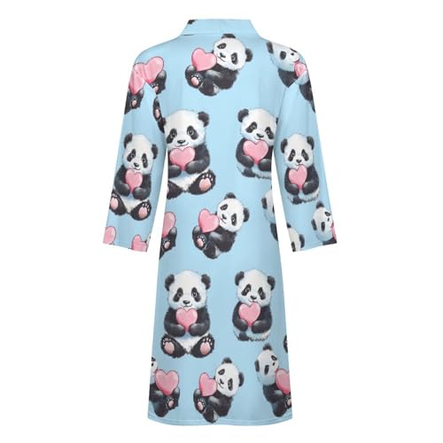 Bata de baño para hombre original de pandas un regalo suave de noche 6