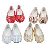  Fascigirl 4 Pares De Zapatos De Muñeca Zapatos Planos De Muñeca De Color Sólido De Moda Para Muñecas De Niña De 18\"