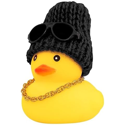wonuu Rubber Duck Car Ornaments Yellow Duck Car Dashboard Decorations with Propeller Helmet for Christmas Decor and Home Decorations for Adults (U-Black) Cover