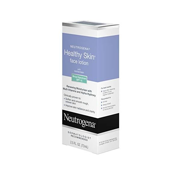 Neutrogena Healthy Skin Face Moisturizer Lotion with SPF 15 Sunscreen & Alpha-Hydroxy Acid, Anti-Wrinkle Treatment with Vitamins C, E & B5, Oil-Free & Alcohol-Free, 2.5 fl. oz