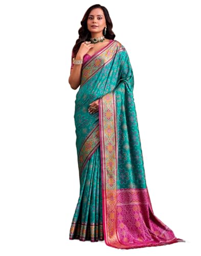 Image of MADHUHANSH Women's Cotton Linen Saree with Unstitched Blouse Piece and Floral Printed Pattern | Women Saree for Special Occasion | Stylish Modern Sarees