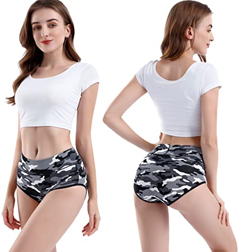 Youlehe Women's Cotton Underwear Briefs High Waist Full Coverage Soft Breathable Panties (8 Pack-Camouflage, X-Large) #TOP4