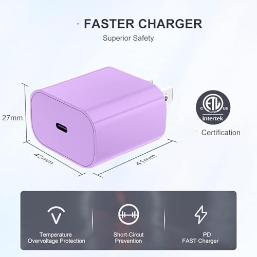 Image of iPhone Fast Charger,Type C Wall Charger Block Plug and 6ft USB C to Lightning Charging Cable Cord Long,Power Adapter Cube Brick Box for Apple iPhone 14 Pro Max /14 Plus /14 /13 /12 Mini /11 /XS Max /XR /iPad