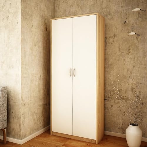 Home Collective Mehrzweckschrank mit 8 Fächern Besenschrank Haushaltsschrank in mattem Finish mit 6 Einlegeböden und 2 Türen, 74 cm breit aus Laminatplatte und hochwertigen Polymergriffen Sonoma weiß Home Collective Mehrzweckschrank mit 8 Fächern Besenschrank Haushaltsschrank in mattem Finish mit 6 Einlegeböden und 2 Türen, 74 cm breit aus Laminatplatte und hochwertigen Polymergriffen Sonoma weiß