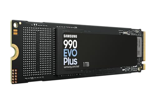 Samsung SSD interno 990 Evo Plus NVMe M.2 PCIe 4.0 x 4/5.0x2, 1 TB, velocidad de lectura de hasta 7150 MB/s, escritura Turbo inteligente 2.0, perfecto para juegos y trabajo, MZ-V9S1T0BW