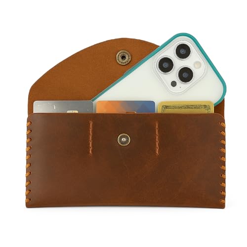 Leather Currency Pouch, Money Bag with 3 Card Slots, Handmade Genuine Leather Currency Organizer For Men & Women, Dollar Bills Holder, Bills Organizer (Brown)3