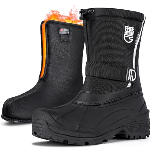 Image of FREE SOLDIER Mens Snow Boots Insulated Waterproof Hiking Winter Shoes Nonslip Outdoor Ankle Cold Weather Boots with Warm Inner