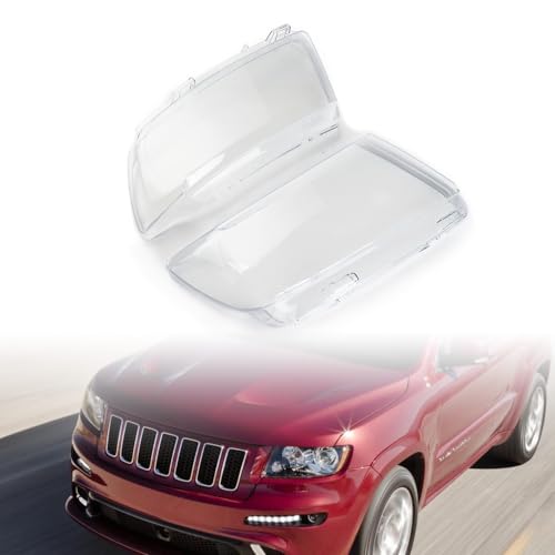 Anzios Perfect Replacement for Jeep Grand Cherokee 2011-2013 55079379AF|55079378AF Clear Lens Headlight Covers - Easy Clip-On Installation, Durable Polycarbonate Material, 2 Pack