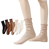 DAUCO 8 Pack Ruffle Socks for Women - Frilly Cute Slouchy Cotton Socks - Size 5-9