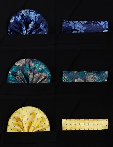 Image of HISDERN Mens Ties and Pocket Square Set Business Elegant Ties for Men Classic Lot 3 Pcs Wedding Party Neckties & Handkerchief