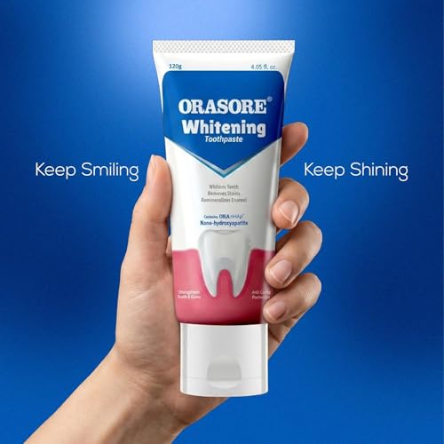 Image of Orasore Whitening Toothpaste 120gm with nHAp | Peroxide-Free | Enamel Remineralizer | Natural Extracts to Reduce Sensitivity, Fight Cavities & Remove Gum Diseases (Pack of 2)