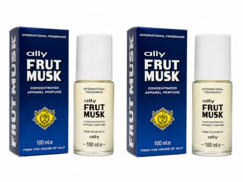 Ally Frut Musk Concentrated Apparel Perfume 100ml (Pack of 2) | Long Lasting Fruity Musk Fragrance Spray for Clothes & Daily Wear