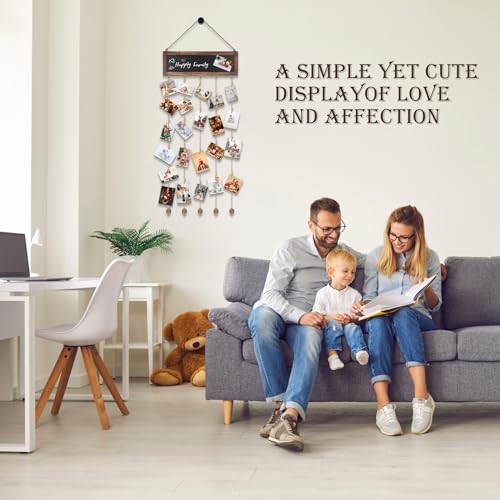 FORNORM Hanging Photo Display Board with 30 Wooden Clips and 3 Magnetic Stickers, DIY Home Decoration - Image 4