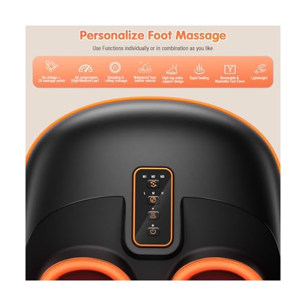 Foot Massager Machine with Heat, Upgrade 6 Airbags 29 Nodes Deep Rolling, Compression, Ankle Kneading, Shiatsu Foot Massager for Neuropathy Plantar Fasciitis, Gifts for Men Women Fits Up to 13" - Image 2