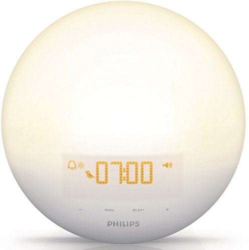 Philips Wake-up Light HF3510/01 - Despertador de luz led, radio FM, simulación del amanecer, 3 sonidos naturales, 1 alarma, sin cargador USB, 300 Lux