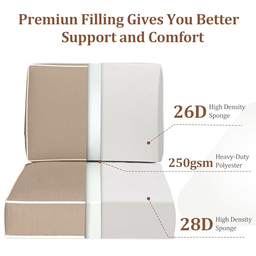 Outdoor Chair Cushions, 24''x24'' Outdoor Chair Cushions, Patio Chairs Cushions w/ Back Cushion,Handle,Straps,Removable Cover, Outdoor Cushion for Kitchen Dining Patio Furniture,Water & Fade-Resistant — view 3