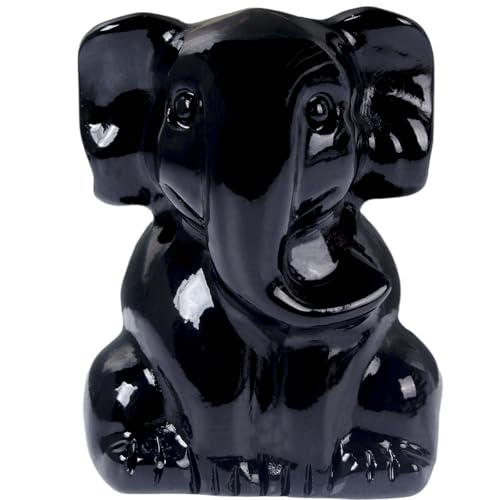 Elefante de Cristal Negro Decorativo de 2 Pulgadas