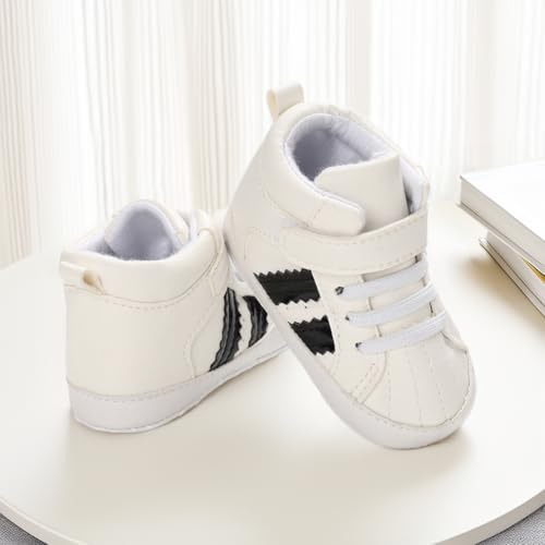 Image of CENCIRILY Baby Boys Girls High Top Sneakers Soft Soles Anti Skid Infant Ankle Shoes Toddler Prewalker First Walking Crib Shoes