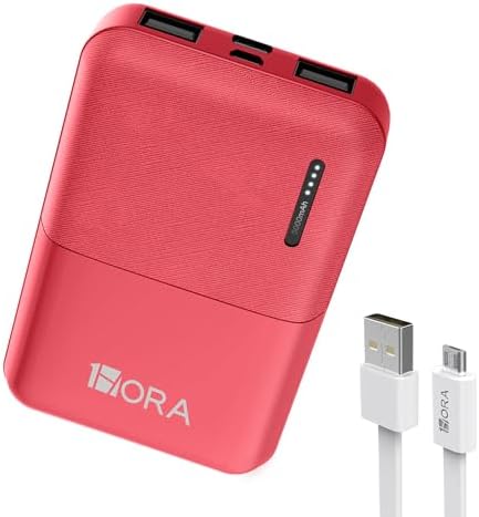 Carregador Portátil 1Hora Power Bank 5000mAh Vermelho Recarga Ráp...