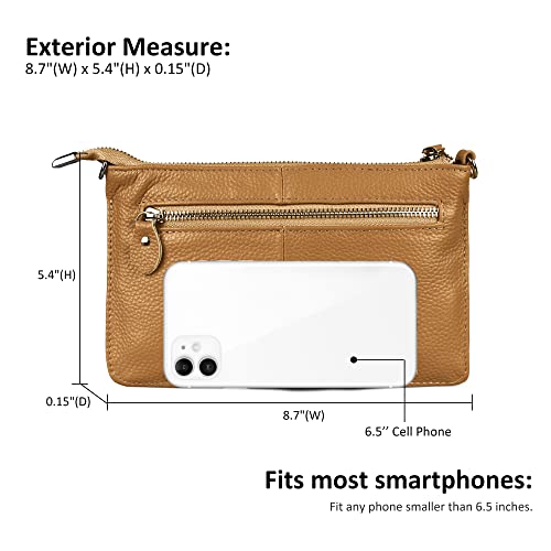 Image of befen Genuine Leather Wristlet Clutch Wallet Purses Small Crossbody Bags for Women with RFID Blocking Card Slots