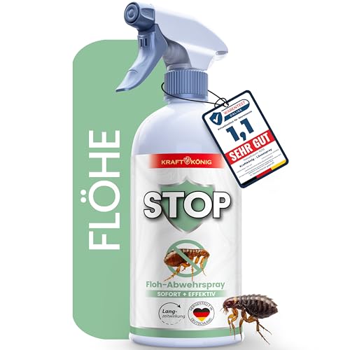 KRAFTKÖNIG PREMIUM Flohspray - Sofort + Effektiv Formel - 500ML Flohspray für Wohnung und Möbel - Alternative zu Fogger gegen Flöhe und Flohbomben für die Wohnung mit Tipps zum Flöhe bekämpfen KRAFTKÖNIG PREMIUM Flohspray - Sofort + Effektiv Formel - 500ML Flohspray für Wohnung und Möbel - Alternative zu Fogger gegen Flöhe und Flohbomben für die Wohnung mit Tipps zum Flöhe bekämpfen