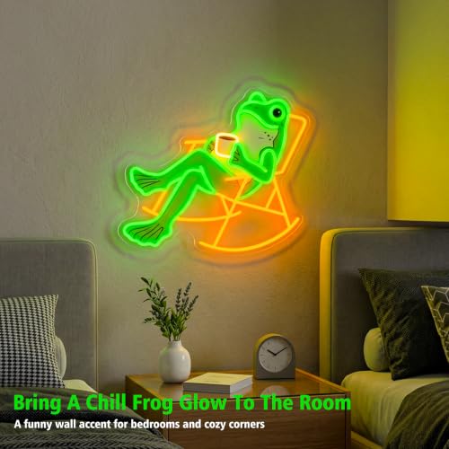 Image of Funny Frog Neon Sign for Bedroom Decor, USB Dimmable Wall Light for Gifts