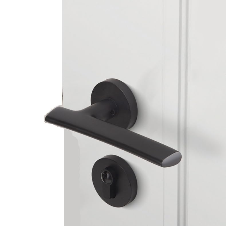 Serrure de porte silencieuse laiton pour chambre à coucher poignée cuivre noir