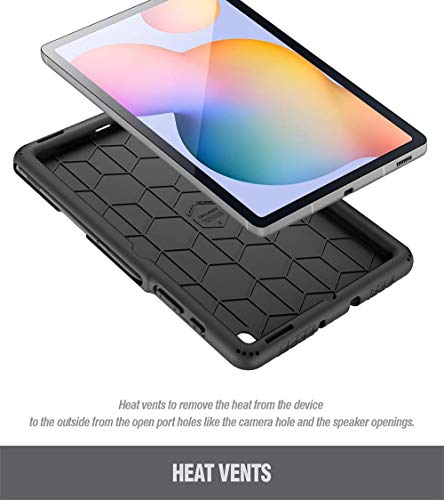 Poetic Turtleskin Series Designed For Samsung Galaxy Tab S6 Lite Case With S Pen Holder, 10.4 Inch Model Sm-P610/P615 (2020 Release), Heavy Duty Shockproof Kids Friendly Silicone Case Cover, Black #TOP1