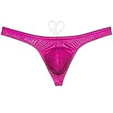 OROCOJUCO Mens Metallic Shiny Thong Swimsuit Bulge Pouch Bikini Swimwear Adjustable Board Surf Short Trunks Swim Tangas Dark Pink M