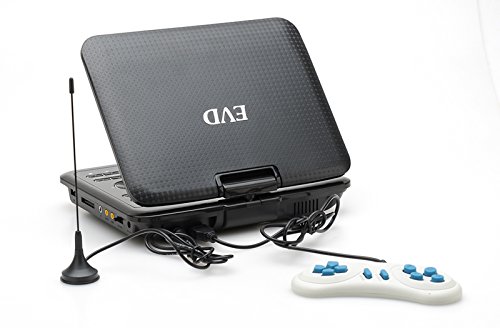 BW Lettore DVD portatile da 7 pollici per bambini, funzione di gioco, radio FM, antenna TV, supporto multiformato, schermo girevole (nero)