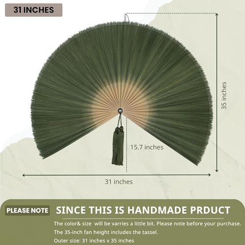 image for ChumDecor Fan Wall Decor,Large Bamboo Fan Wall Art for Boho Hanging He