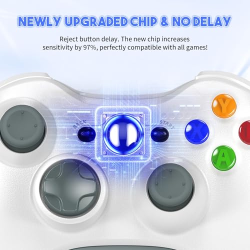 Image of Gamrombo 2 Pack Replacement for Xbox 360 Controller, Wireless Controllers Gamepad Upgraded Joystick Compatible with 360 & Slim, Windows 11 /10 /8 /7 PC Controller(White+Black)