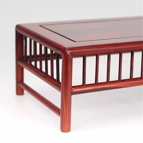 Mesa de exhibición de bonsáis pequeña y soporte rectangular de madera. 5