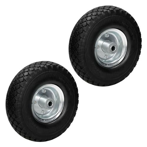 ECD Germany 2x Rueda PU carretilla maciza - Ø 260x85 mm - 3.00-4 - Negro - Goma maciza - 120kg - Ruedas carretilla almacen goma de poliuterano anti-pinchazos - Con rodamientos de bolas - Rueda dentada