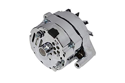 A-Team Performance - 1G Style Alternator 1-Wire 110 Amp 10Si Conversion 1 Groove V-Belt V6 And V8 - Compatible With Ford 1965-89 Chrome #TOP5