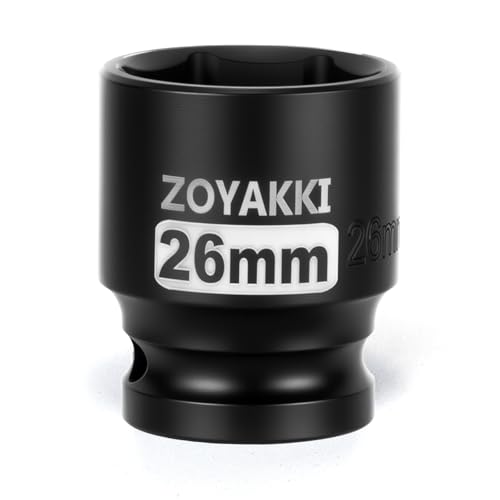 Image of ZOYAKKI 26mm Socket 1/2" Drive Shallow 6 Point CR-MO Metric Impact Socket
