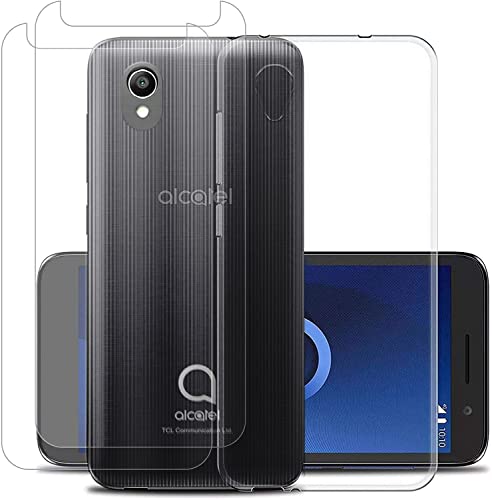 Young & Min Funda para Alcatel 1 2019(5033D)/2021 + Protectores de Pantalla[2 Unidades], Resistente TPU Protectora Anti-Scratch, Transparente