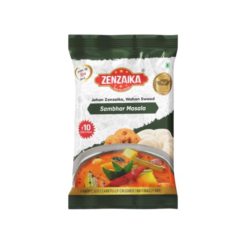 Zenzaika Sambhar Masala 10g Premium South Indian Spice Blend Authentic Sambar Masala Powder Essential Mix Savoury Authentic Handpicked Spices Rich Aroma & Flavour Perfect for Idli, Dosa, Vada, Rice & Vegetable Sambar Deal