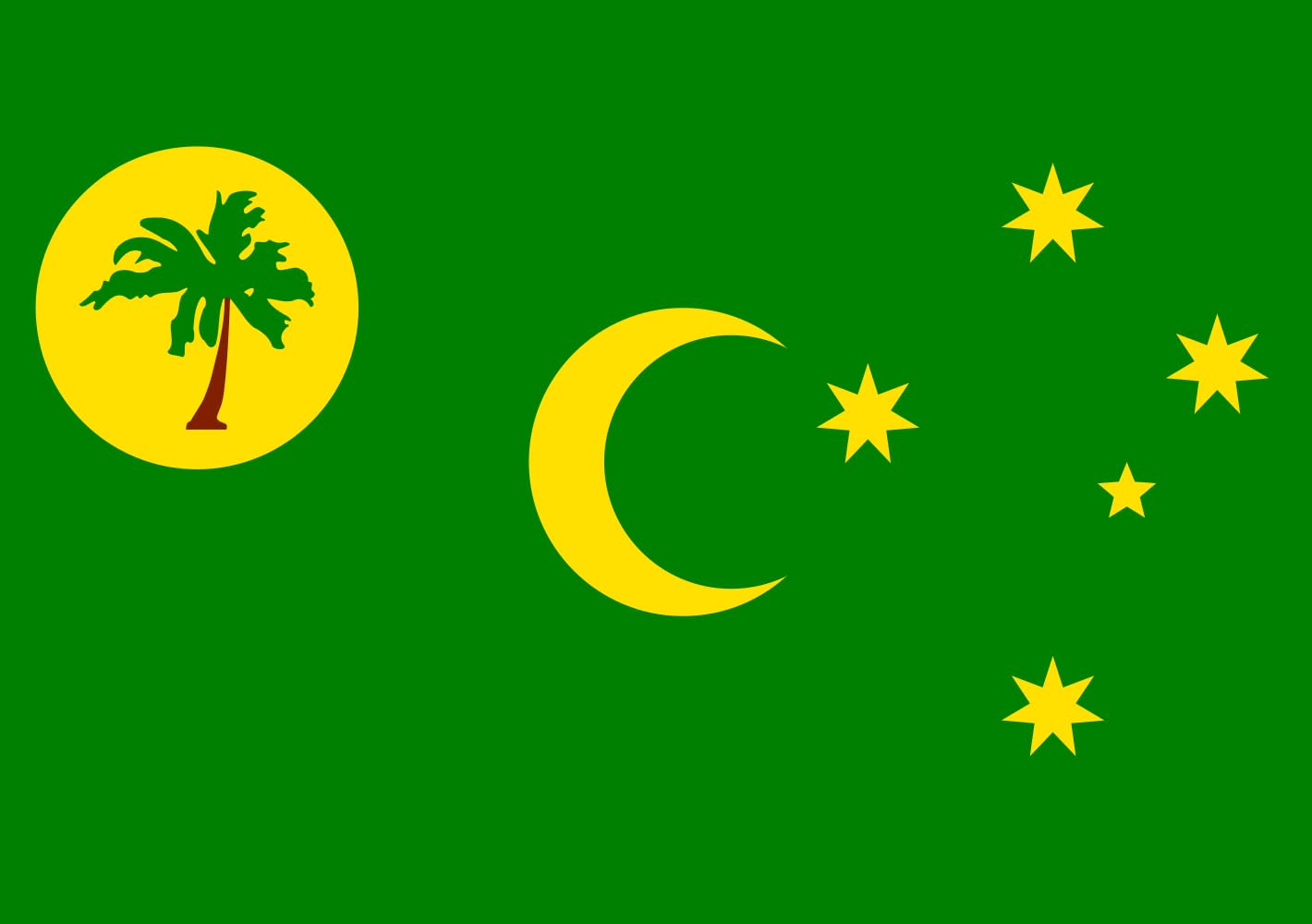 Drapeau des Îles Cocos 0.7m² : pavillon format paysage pour mât et décoration