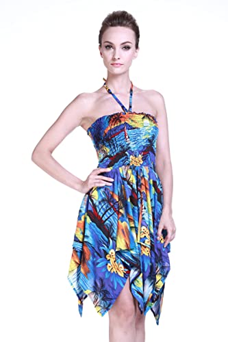 Image of Hawaii Hangover Family Matching Hawaiian Clothes, Sunset Blue | Family matching Hawaiian outfits, Sunset Blue, lightweight rayon, machine washable, tropical print, luaus, cruises
