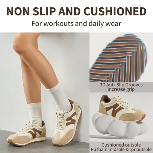 Image of somiliss Wide Toe Box Sneakers for Women Breathable Fabric Leather Suede Upper Non-Slip PU TPR Outsole Walking Shoes Tennis Running Fashion Sneakers