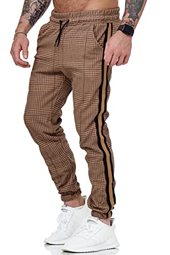 L.gonline Herren Jogginghose Streifen | 1226 | (XXL, Braun/Schwarz) Cover