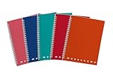 Pigna Spiralgebundenes einfarbiges Notizbuch, 1R innen, liniert, ohne Löcher, mit Mikroperforation 80 g Papier, Assorted Covers, A5 Format 16x20.5 cm, 5