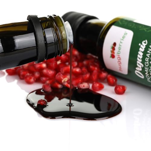 Huggiberries Organic Premium Pomegranate Molasses 250ml/350g (8 fl oz) - Mediterranean Superfood, No Sugar Added -Sour from Turkey, GMO-Free - Rich Fruit Flavor, for Cooking and Drizzling