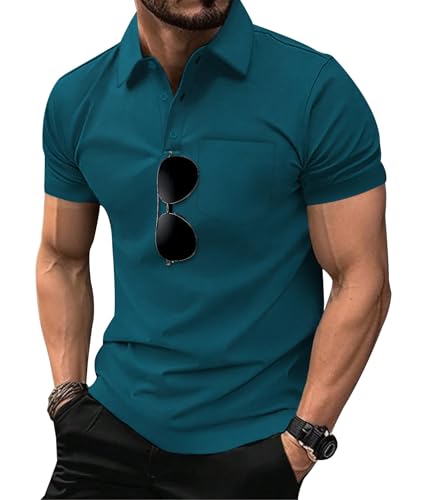 Image of SCODI 5 Pack Mens Pocket Polo Shirts Short Sleeve Golf Casual Work T-Shirt