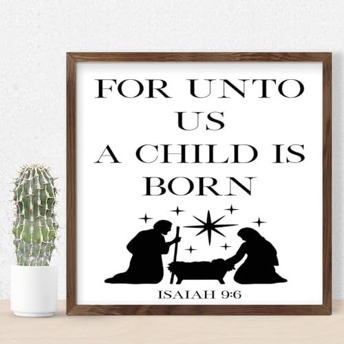 Plaque en bois pour crèche de Noël avec cadre de qualité