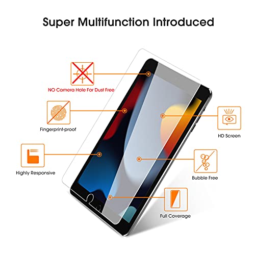 Omoton [2 Pack] Screen Protector Compatible With Ipad 9Th 8Th 7Th Generation (10.2 Inch, Ipad 9/8/7, 2021&2020&2019) Tempered Glass/Apple Pencil Compatible #TOP3