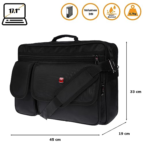 Christian Wippermann XL XXL Umhängetasche Flugbegleiter Tasche Messenger Arbeitstasche 2 Frontfächer